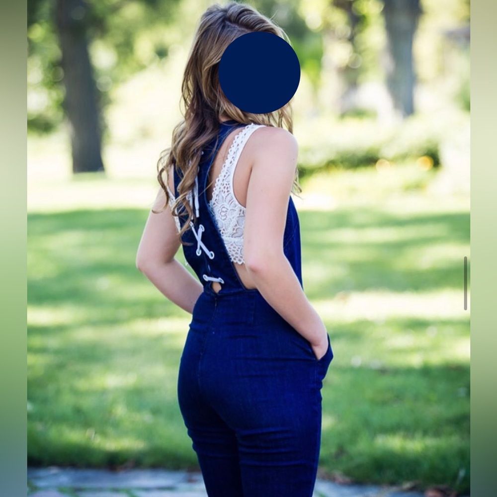 Lace-Back Denim Jumpsuit | Worn Once